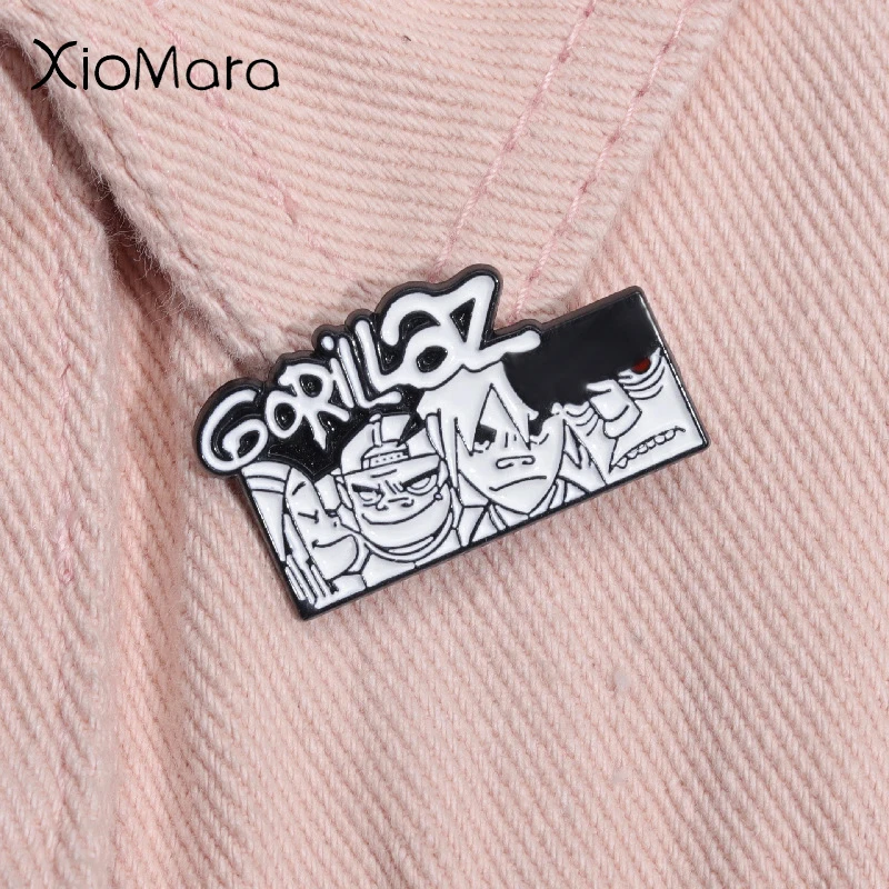 Gorillaz Rock Band Music Enamel Pin Cartoon Anime Characters Souvenir Brooch Lapel Badge Cool Jewelry Gift For Fans Friends