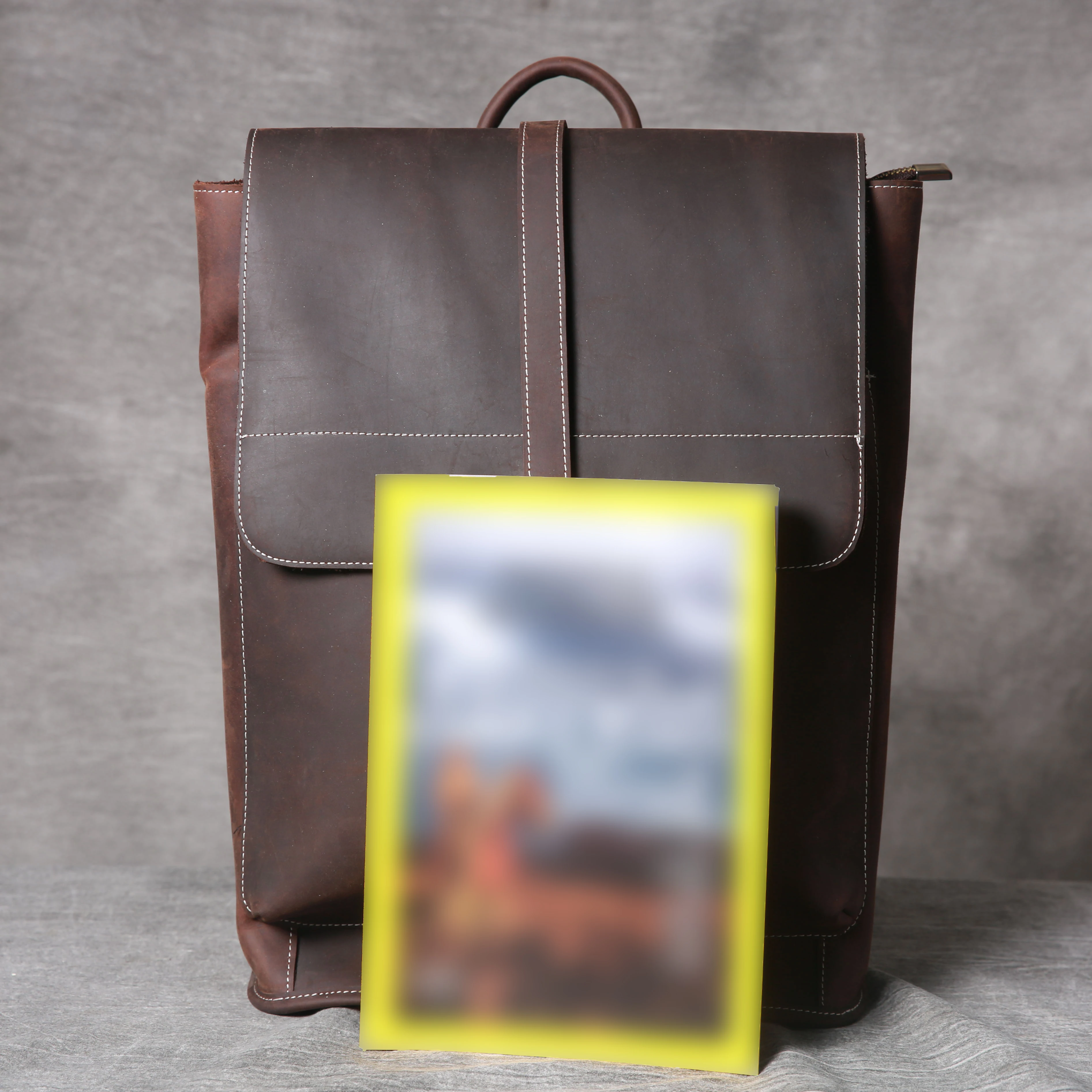 Vintage Echtleder Herrenrucksack Handgefertigte Top-Grain-Leder Laptop-Umhängetasche Crazy Horse Tasche Mode für Männer – Detail 11