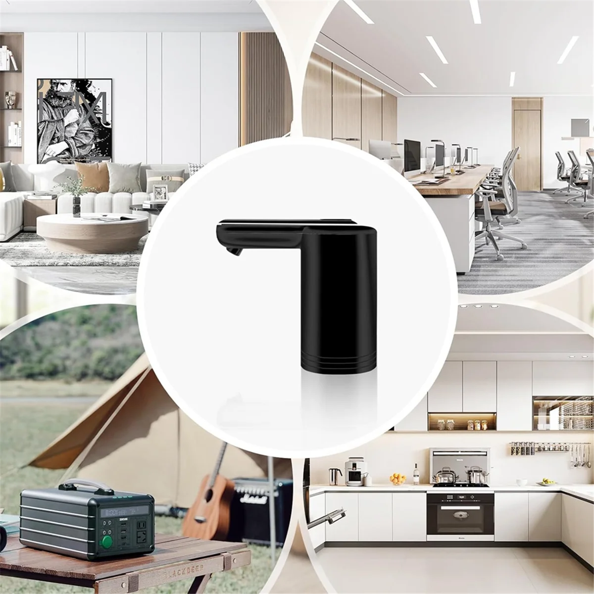 Диспенсер для воды для бутылки на 5 галлонов, универсальный 2-моторный водяной насос с быстрым накачкой, портативная зарядка через USB, черный