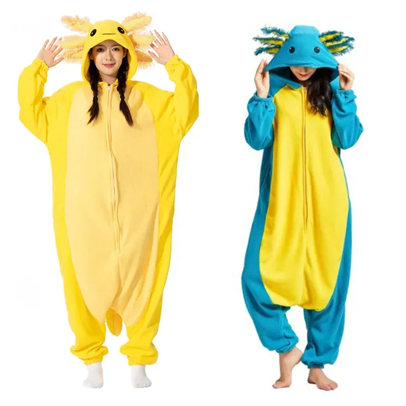 

Onesieshow Animal Kigurumi Pyjamas Halloween Onesie Adult Kids Cartoon Axolotl Pajama Cosplay Party Women Men Homewear