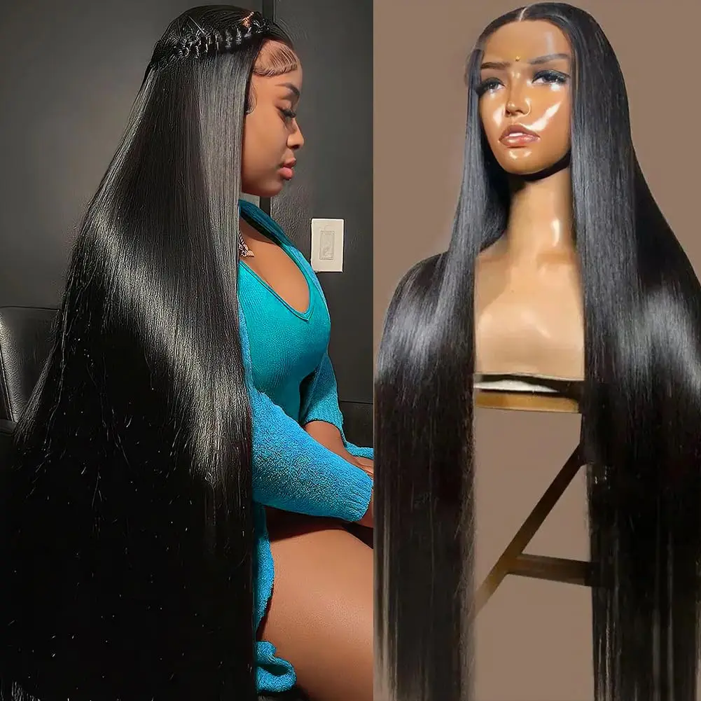 13x4 13x6 HD Transparent Straight Lace Front Wigs  32 34 36  Human Hair  360 Lace Frontal Wigs Brazilian   lace  Closure Wig