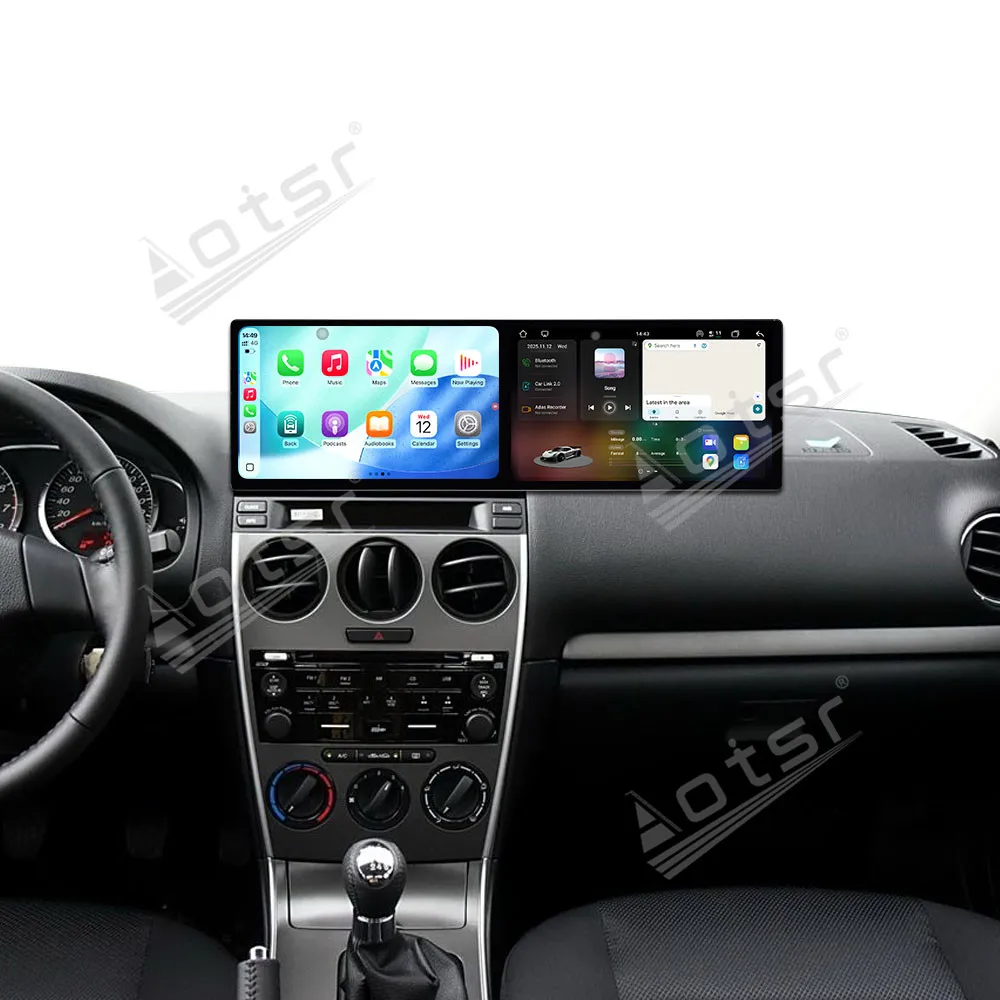 Dual 10.1 Inch HD Screen For Mazda 6 2004-2015 Android 15 CarPlay Radio GPS Navigati Touch Screen Multimedia Player Stereo Auto