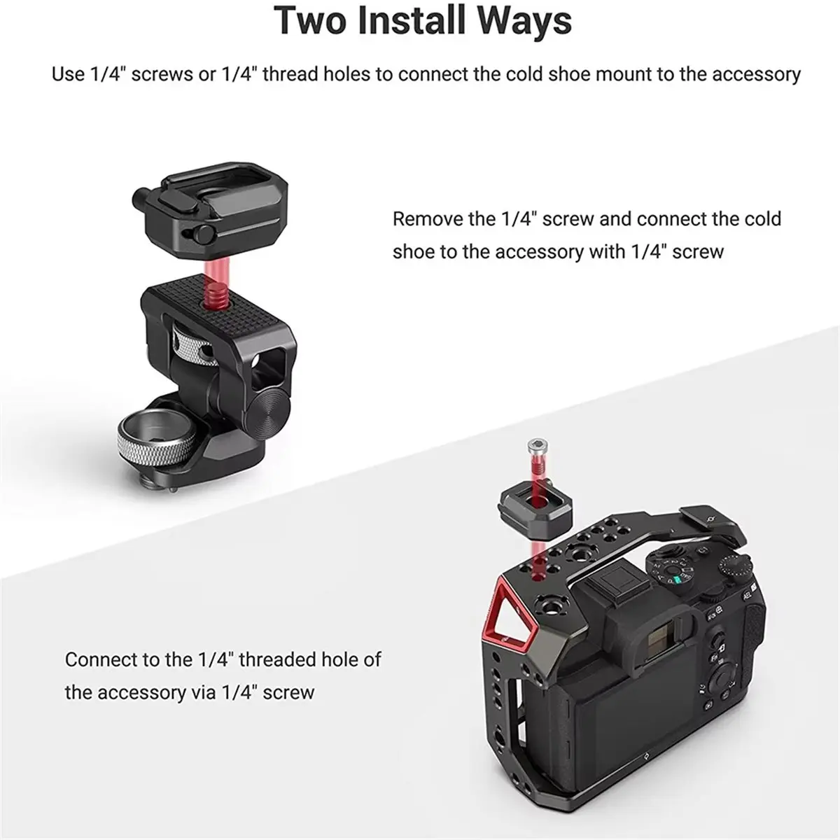 AT33 Multi-Functional Cold Shoe Mount with Safety Release 2797, Secure Locking Adapter for Camera Cages, Rigs, Monitors