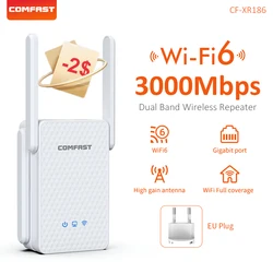 Repetidor Wifi AX3000 6, extensor inalámbrico Gigabit de doble banda, 2,4 y 5Ghz, 4 antenas, enrutador de largo alcance, amplificador de señal Wlan para el hogar