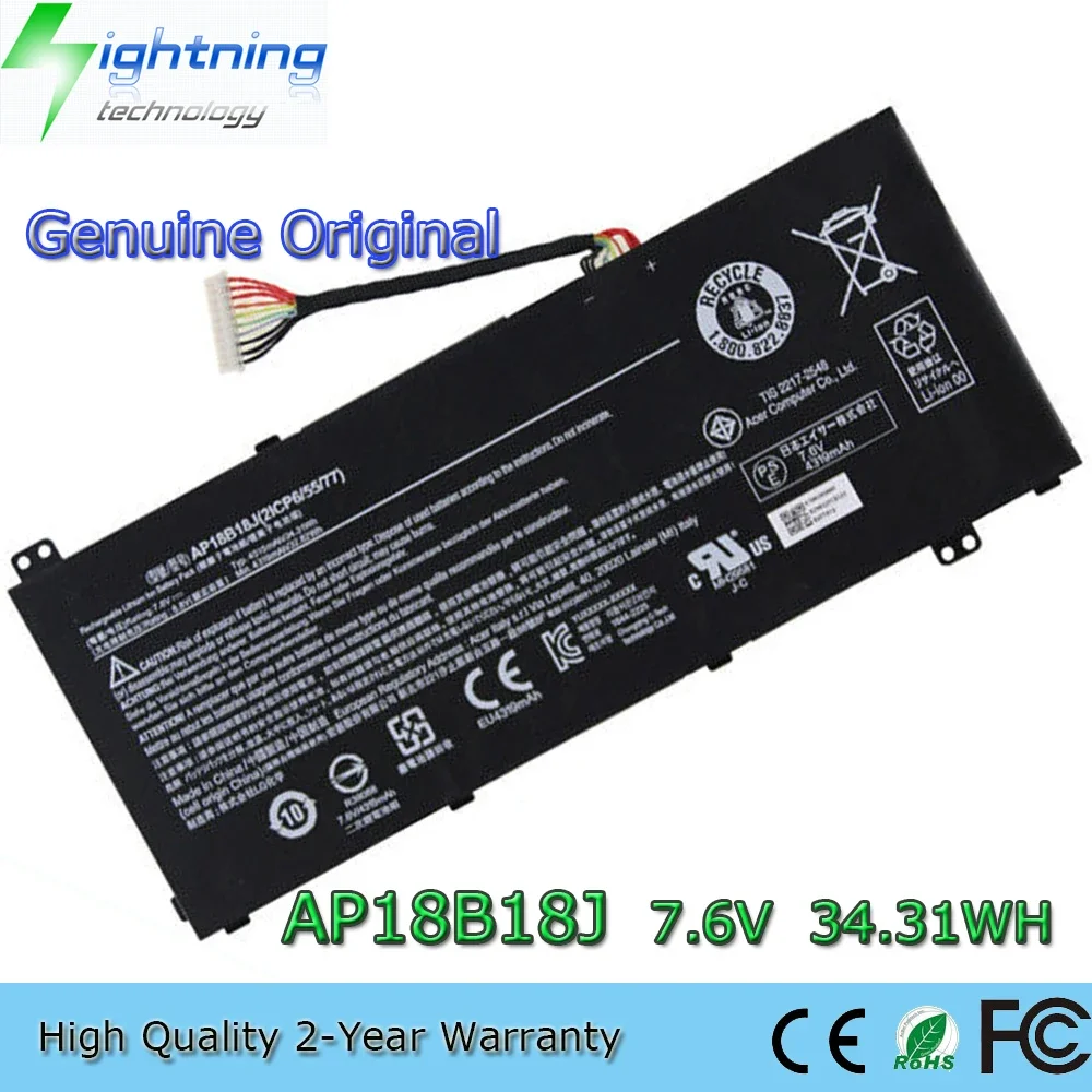 

Новый оригинальный аккумулятор для ноутбука AP18B18J 7,6 В 34,31 Втч для Acer Aspire 3 A314-32 A314-33 Series 2ICP6/55/77 и т. д.