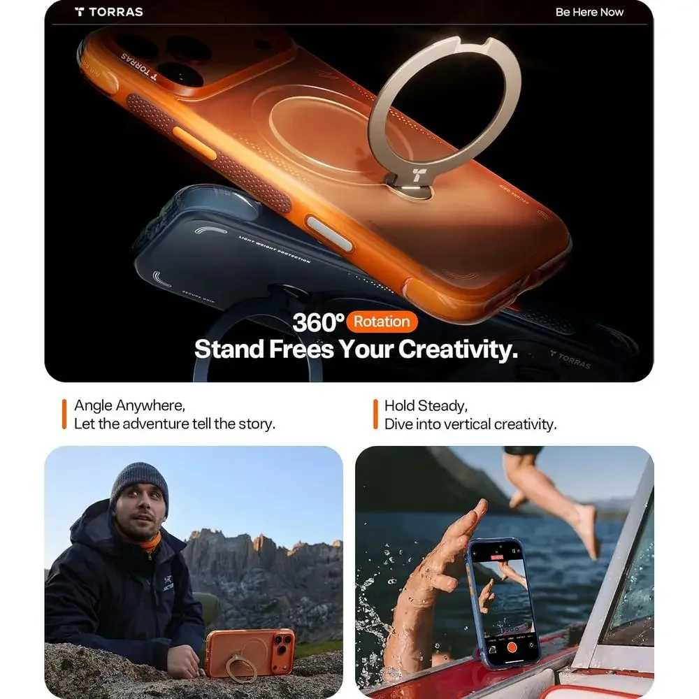 Custodia Ostand Q3 Air per iPhone 17 Pro Max con supporto magnetico a 360°, adatta per MagSafe, testata con caduta di grado Mil, pulsante di controllo della fotocamera,