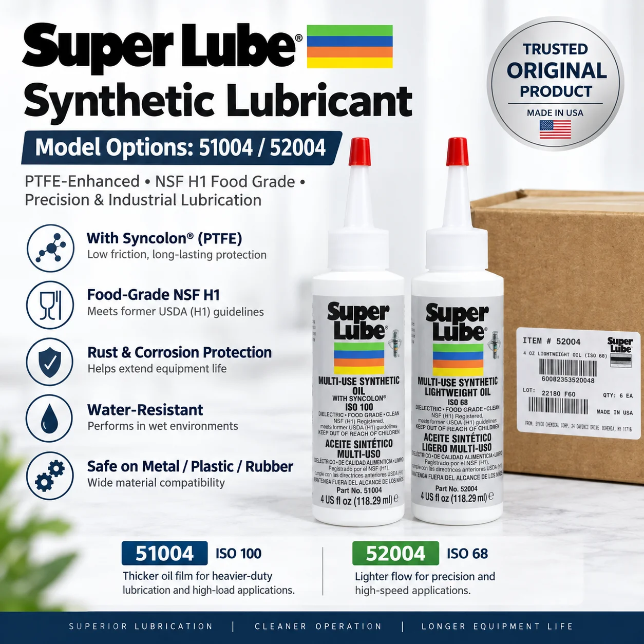 Original Super Lube 52004 51004 Synthetisches Öl Lebensmittelqualität NSF H1 Schmiermittel für 3D-Drucker Lager Ketten Getriebe Maschinen – Detail 1