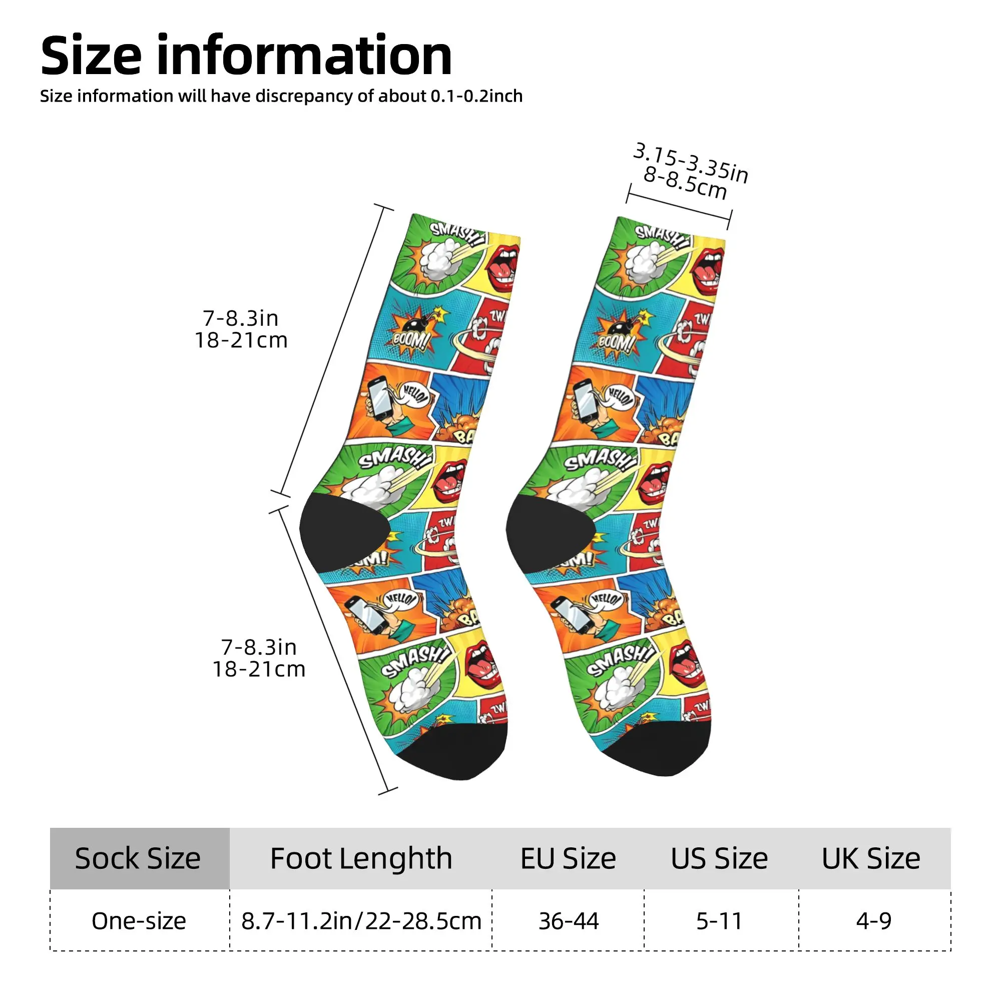 Calzini da skateboard antiscivolo per fumetti colorati unisex autunno inverno casual graffiti