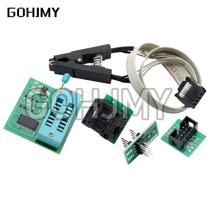 CH341A 24 25 시리즈 EEPROM 플래시 BIOS USB 프로그래머 모듈 + SOIC8 SOP8 테스트 클립 + 1.8V 어댑터 + SOIC8 어댑터 DIY 키트