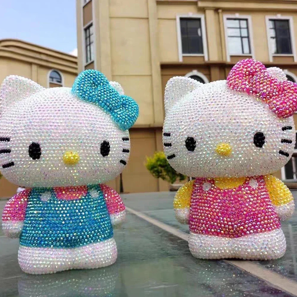 

Desktop decora Hello kitty Handmade Coin Storage Box Rhinestones Crystal Bank Money Boxes Storage Kids Home Decor Money Gift
