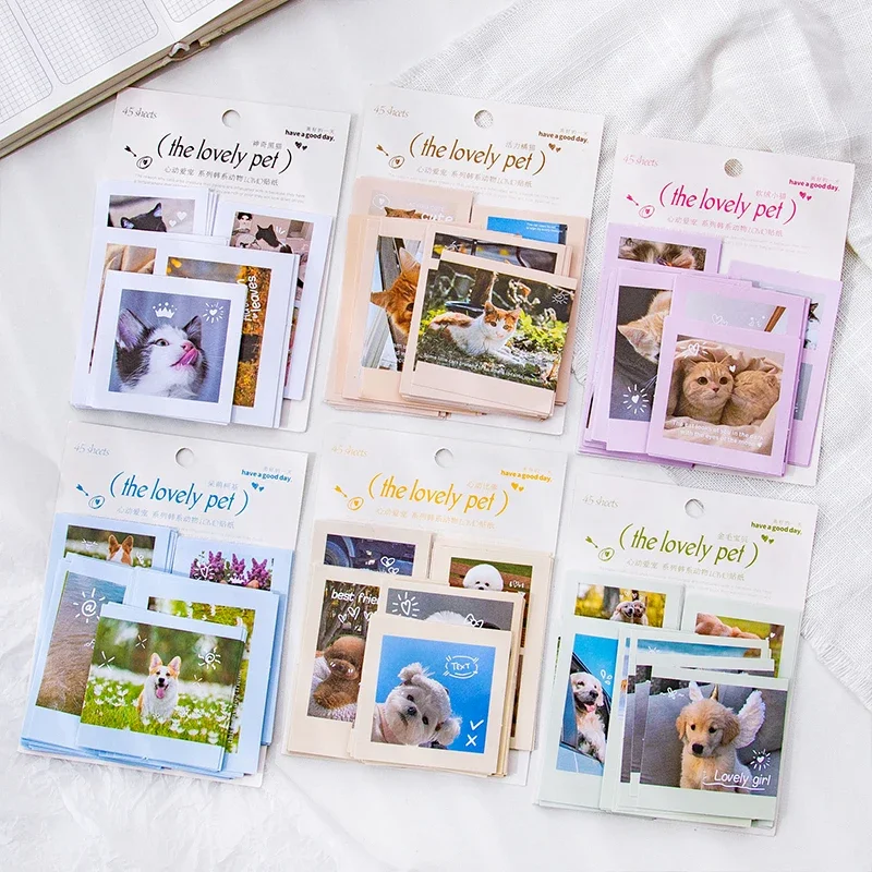 45Sheets Stickers Heartbeat Pet animal LOMO write cute Diary Decorative sticker Scrapbook 145*110mm