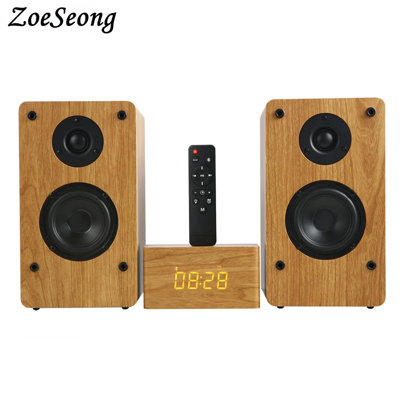 Sound bar TV 2.1CH Home Theater System Retro Wooden Wireless Bluetooth 5.0 Speakers Hifi Subwoofer Stereo boombox with Clock