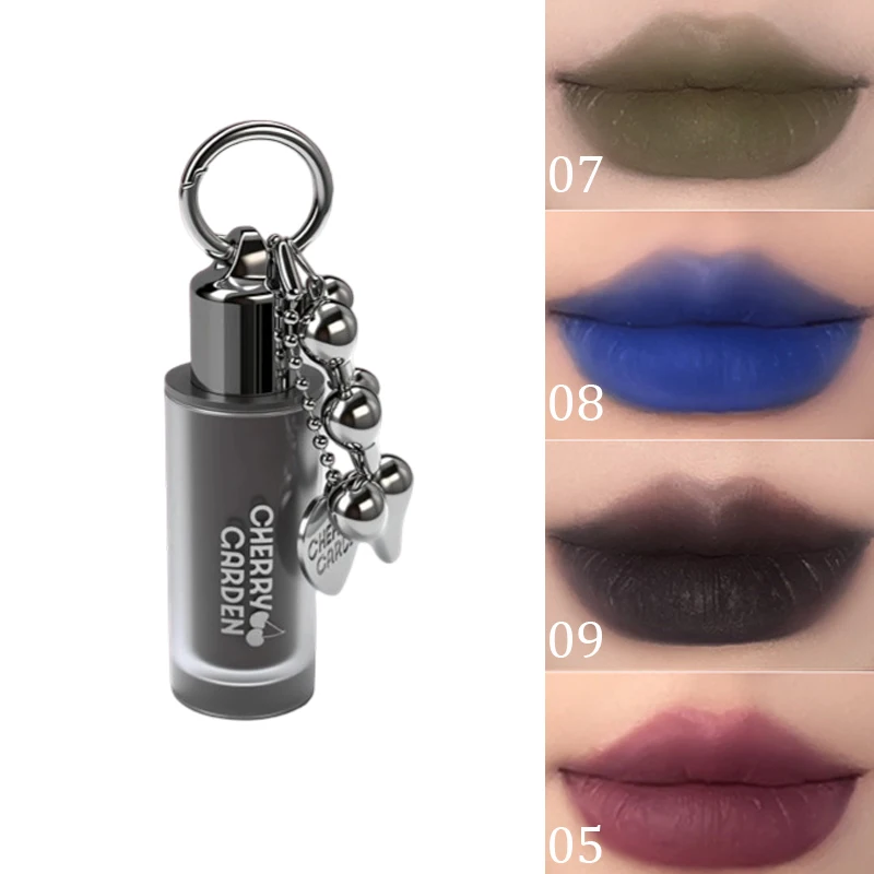 Cherry Garden Goth Lipstick Matte Soft Mist Velvet Nude Pure Black Punk Lip Mud High Colors Non-stick Cup Lasting Lip Makeup