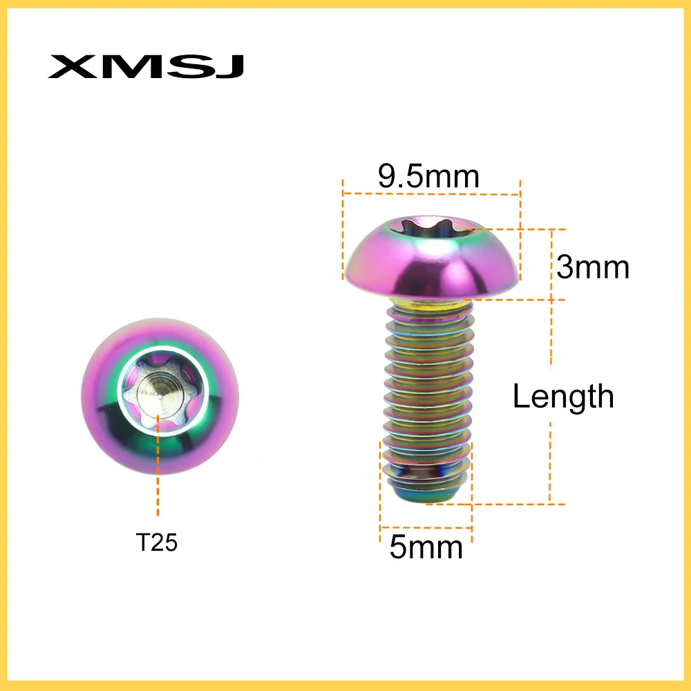 XMSJ 12PCS Titanium Disc Brake Fixing Screw M5X10 12mm Titanium Bolt Bicycle Rotor Fastening Bolt T25 Torx Head MTB Accessories