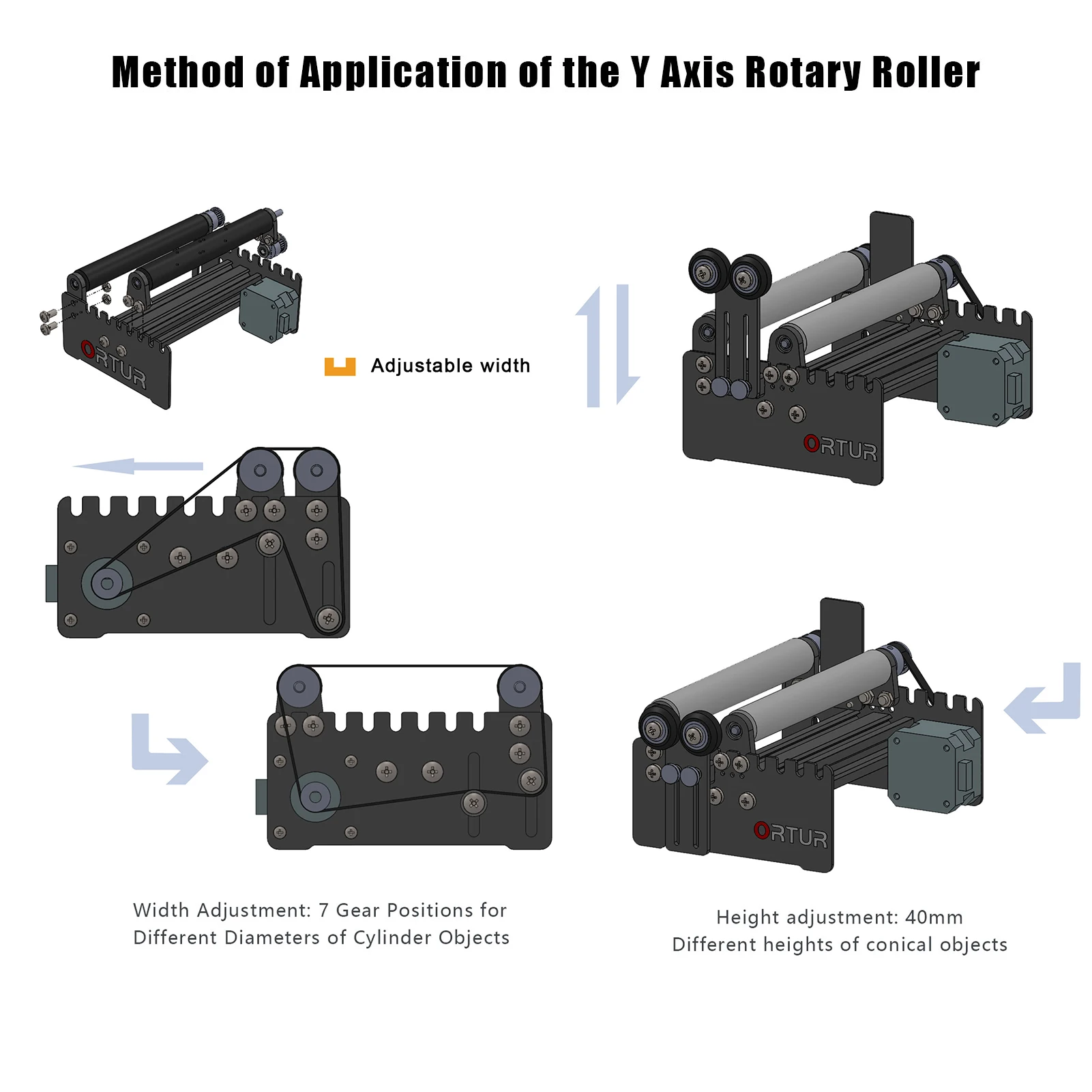 Y-aixs Automatic Rotary Roller for Ortur Laser Engraving Machine Ortur 3D Printer Laser Master/ Laser Master 2