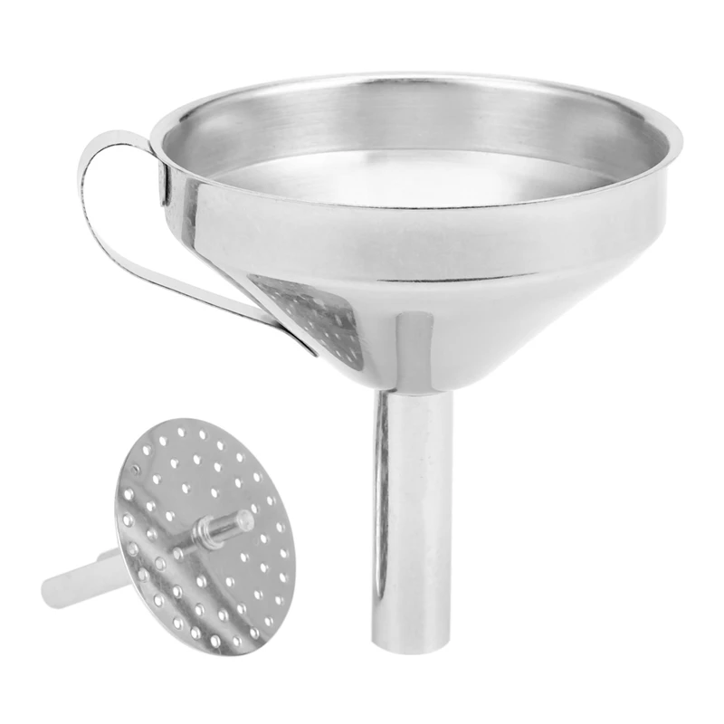 Stainless Steel Kitchen Funnel With Detachable Filter For Transporting Liquids& Fluid, Adding Ingredients Jams And Marmalades To