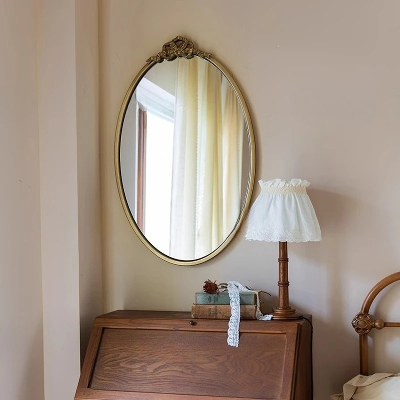 

Vintage wall mirror decorative carved medieval makeup mirror bathroom washstand wall hanging household bedroom mirror