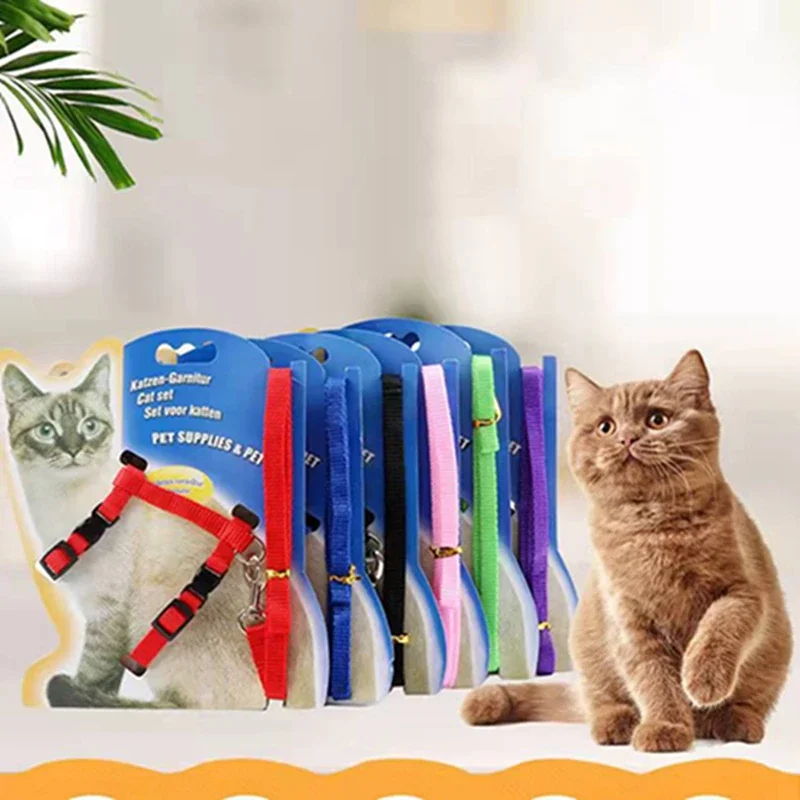 Laisse en nylon réglable pour animal de compagnie, collier de traction pour chat, collier licou pour chaton et chien, produits pour chats, ceinture SFP