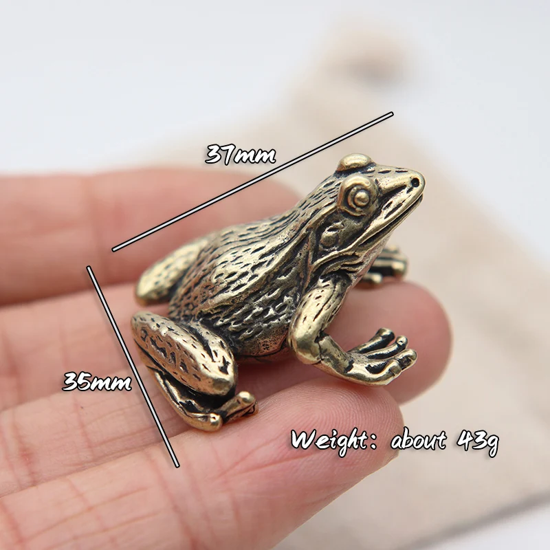 Metal Brass Frog Miniature Figurine, Desk Decorations, Vintage Cute Small Animal Tea Pet Ornament, Home Decor Crafts Accessories