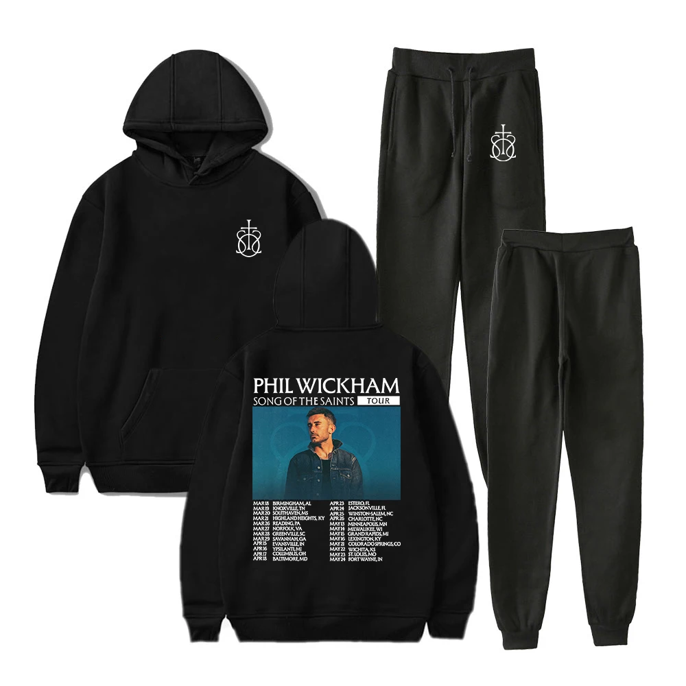 Phil Wickham Song Of The Saints Tour 2026 Hoodie Jogger Calças Conjunto de duas peças Moletons + Calças de moletom Mulheres Homens Conjuntos de roupas