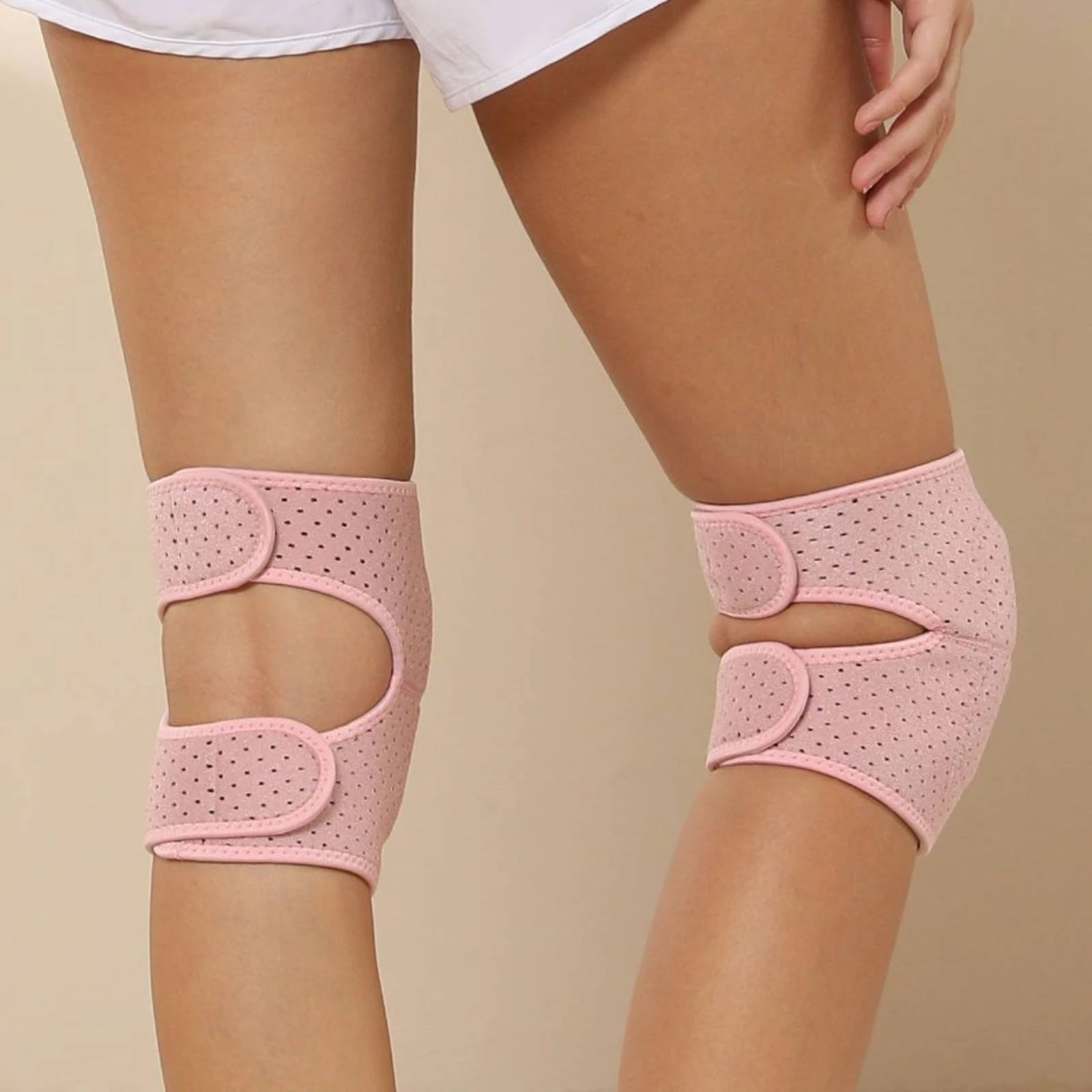 4 Pieces Padded Knee and Elbow Pad Breathable Safeguarding Pad with Adjustable Straps Knee Cap Protector Pads Soft for Pilates