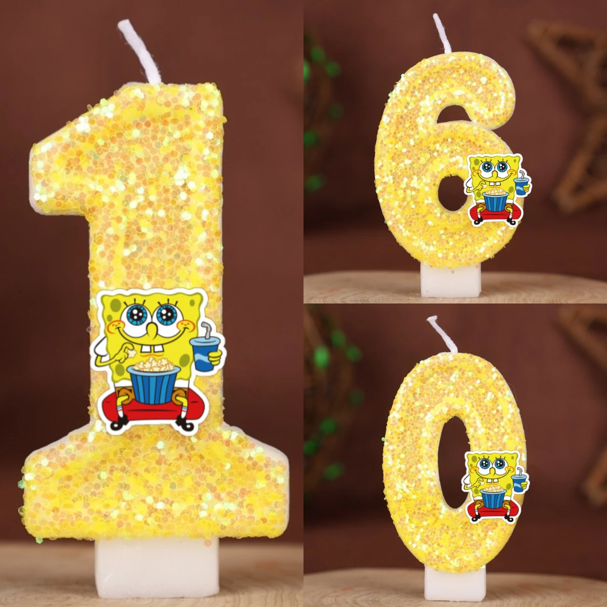 SpongeBob Digitale Kerzen Topper Geburtstag Jahrestag Beliebte Cartoon 0-9 Nummer Geburtstag Jahrestag Kuchen Party Dekor Kinder Geschenk