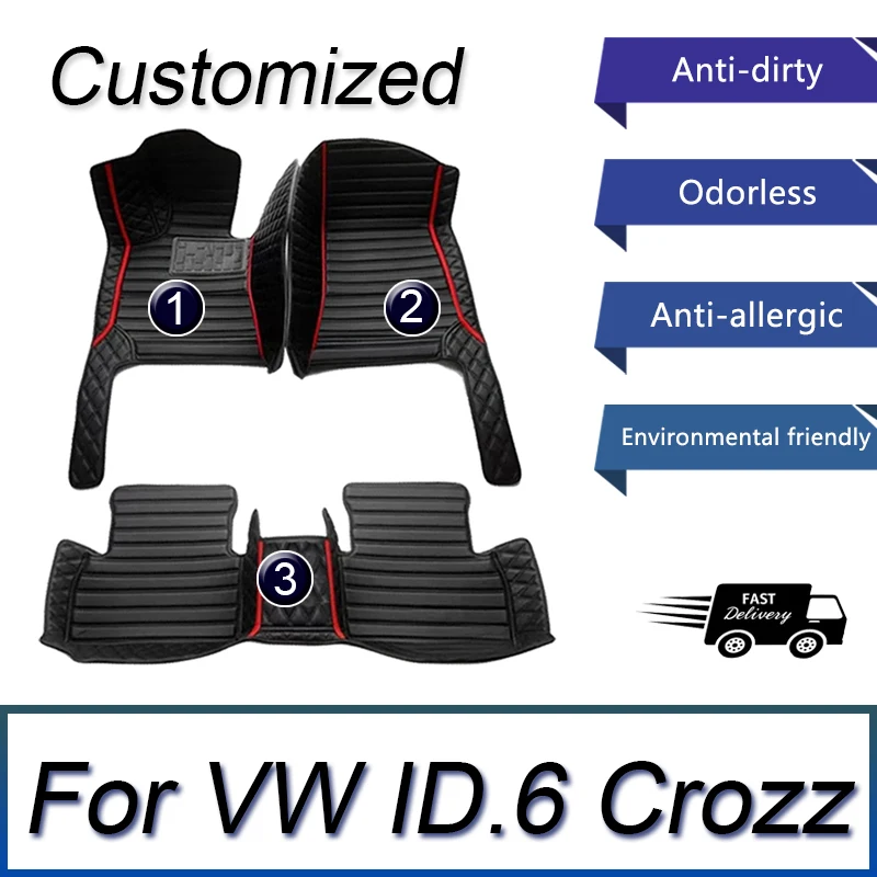 Car Floor Mats For VW VW ID.6 Crozz 2021 Custom Auto Foot Pads Automobile Carpet Cover Interior Accessories