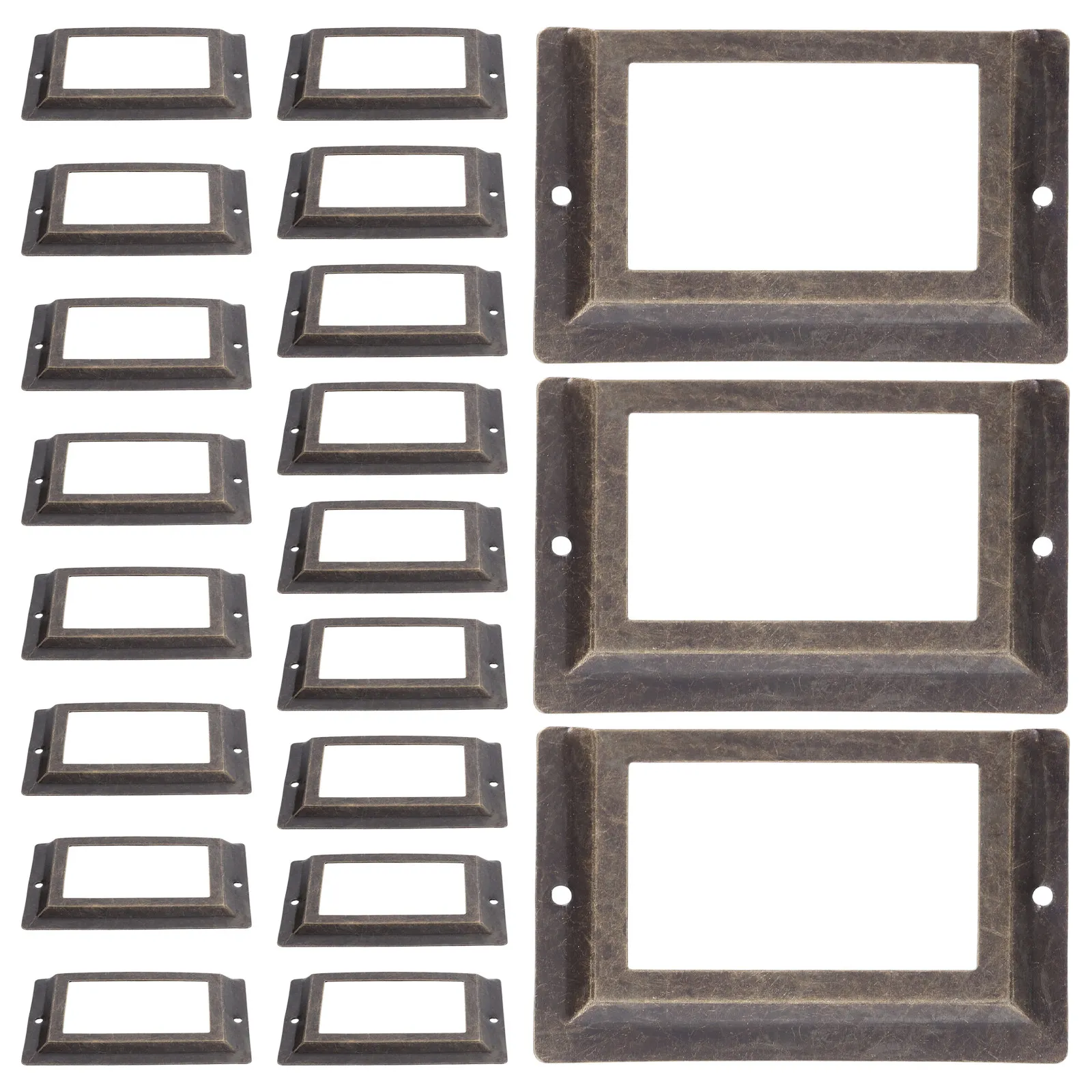 20Pcs Chinese Home Decor Label Mounting Bezel Olive Green 3.2x2.0 Inch Vintage Style Insert Card Holder for Gift Boxes Cabinet