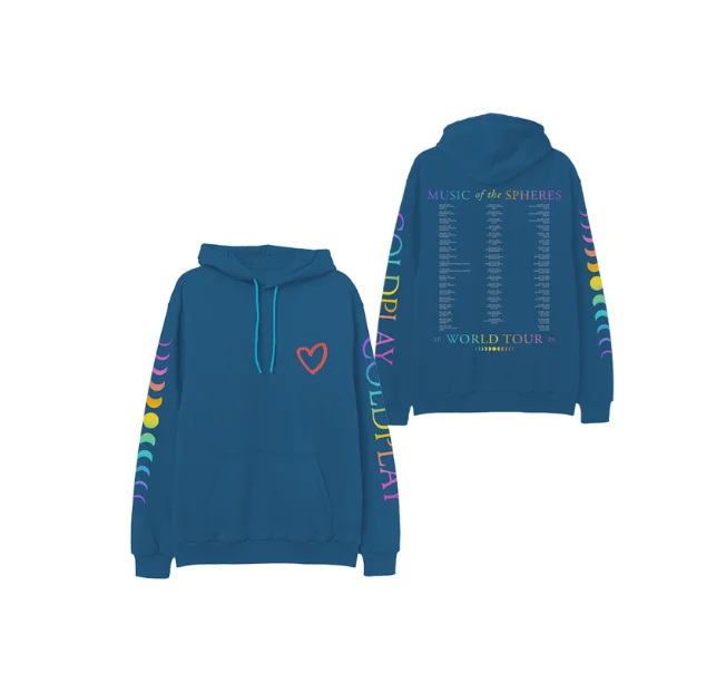 تعرض ألبوم الموسيقى الكروية من Coldplay Rock البديل البريطاني، يتميز بلوزات هوديس غير رسمية لكل من الرجال والنساء