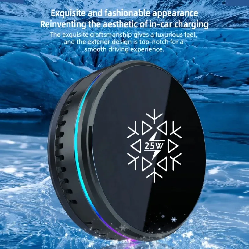 Car Wireless Charger 25W Magnetic Mount For iPhone 17 16 Samsung S26 Ultra Pixel 10 Pro XL Air Vent 360 Rotation Black