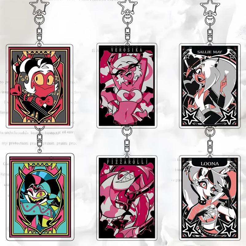 Porte-clés en acrylique Helluva Boss, pendentif Verosika Mayday, personnages Blitzo, porte-clés en acrylique Sallie May, dessin animé, cadeau pour étudiant