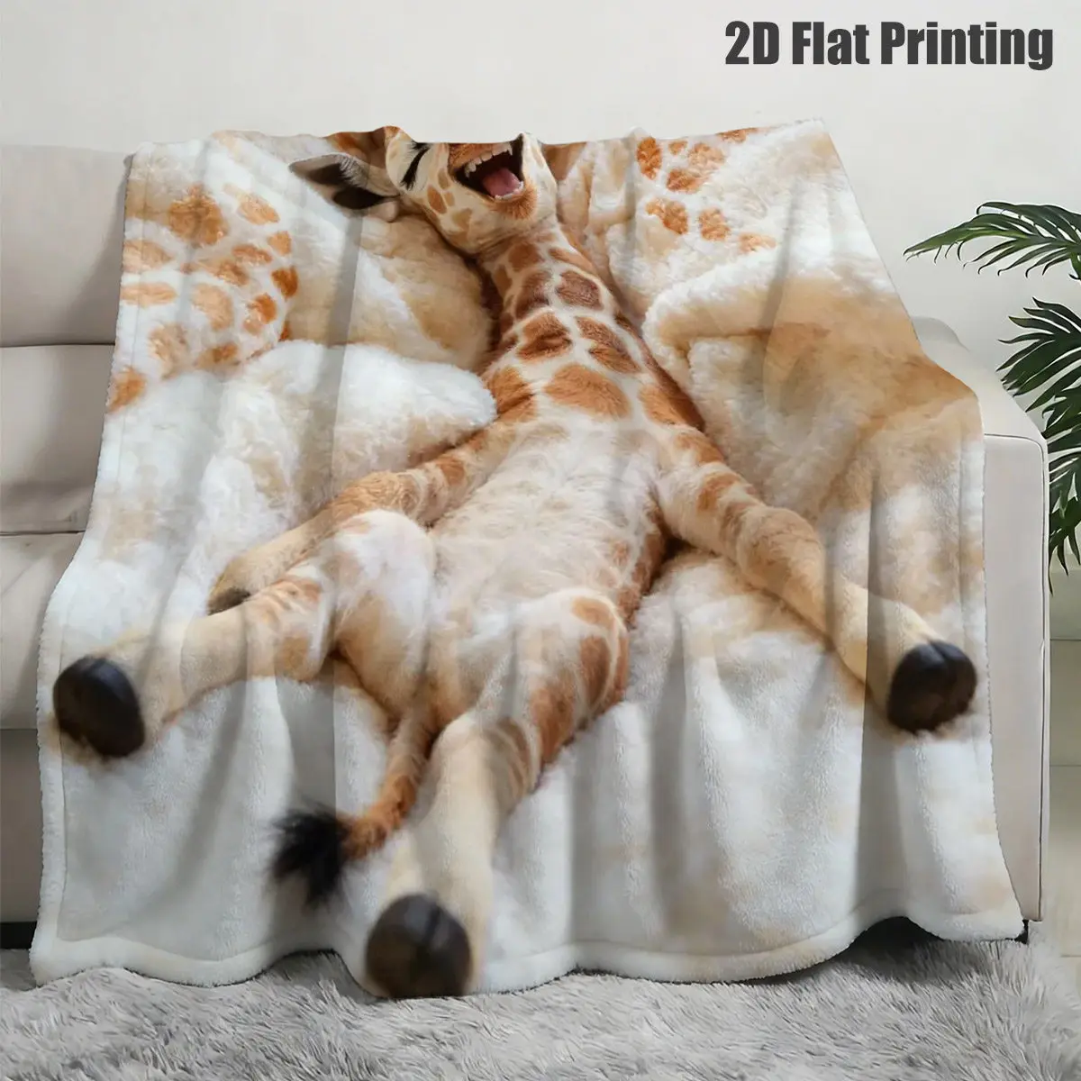 Adorable Giraffe Plush Blanket Throw Fleece Flannel for Kids Baby Crib Nursery Home Decor Cozy Pet Gift Bedspread