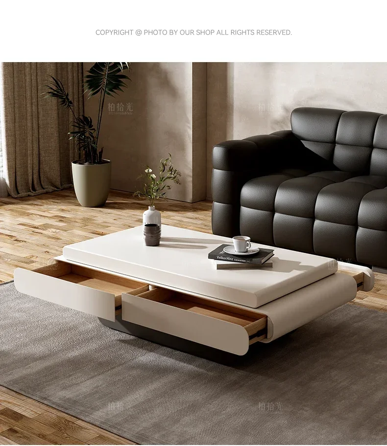 Solid wood coffee table floor storage creative art living room coffee table simple and modern