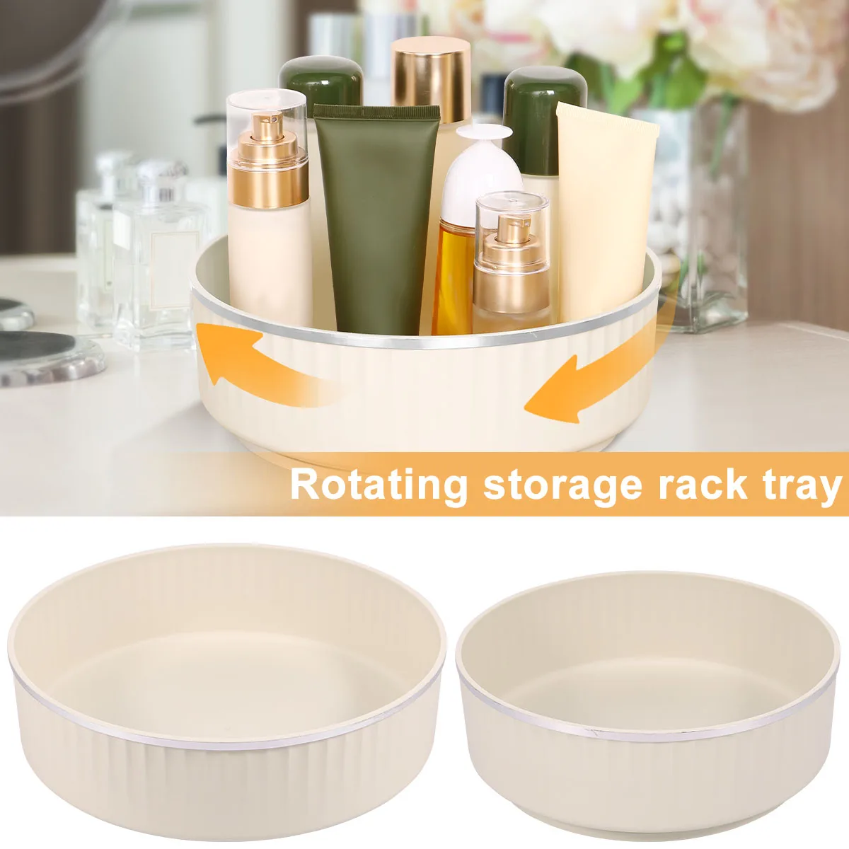 

2Pcs Lazy Susan Turntable Organizer 360 Degree Rotating Spice Rack Reusable Spinning Cosmetic Makeup Tray Multipurpose Cabinet