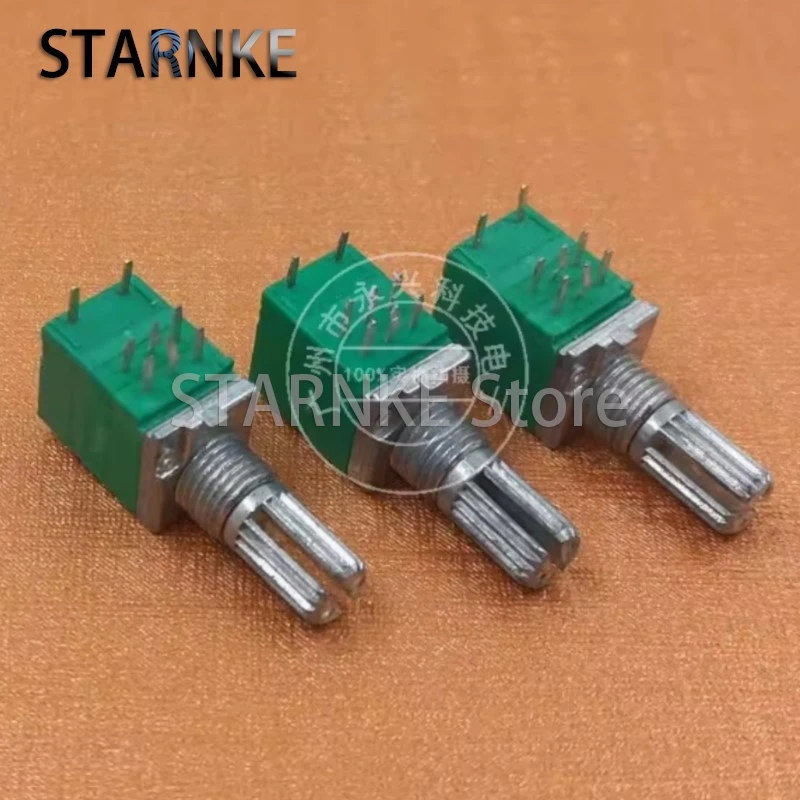 5PCS 097 Type RK097GS Audio Volume Sealed Potentiometer B20K B203 Double With Switch Horizontal 8 Pin Flower Shaft Length 15MM