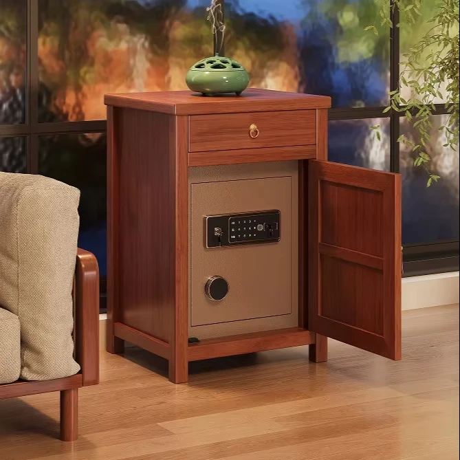 @#Solid Wood Bedside Cabinet Safe Anti-Theft Security Safe Box