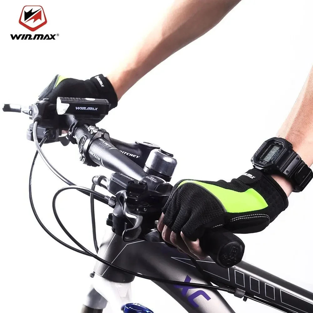 WIN.MAX Lycra Cycling Gloves Anti-slip Anti-sweat Men Women Half Finger Breathable Sports MTB Bicycle Glove