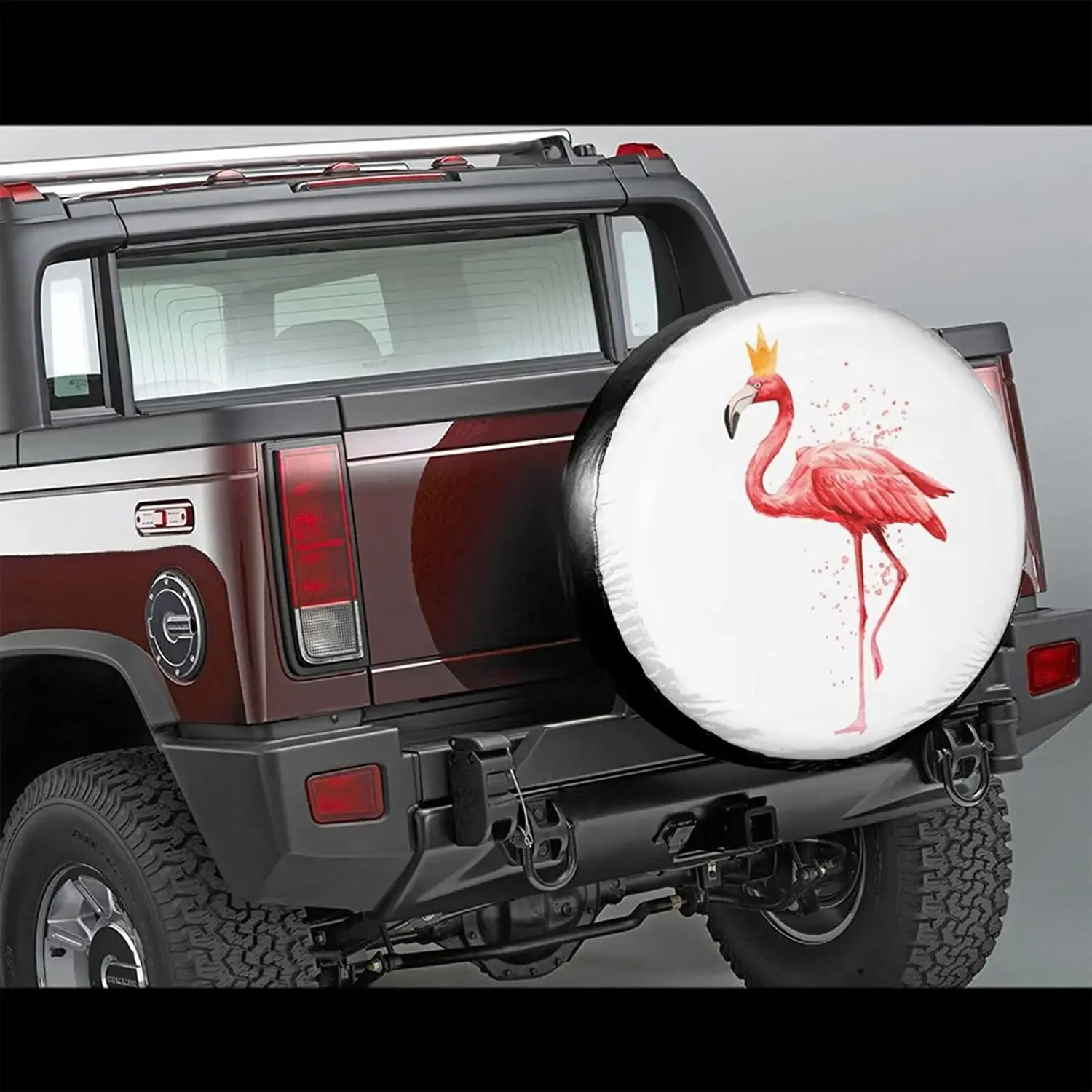 Cute Pink Flamingo Bird Wearing Crown Spare Tire Cover Waterproof Dust-Proof UV Sun Wheel Tire Cover Fit Fits most vehicle