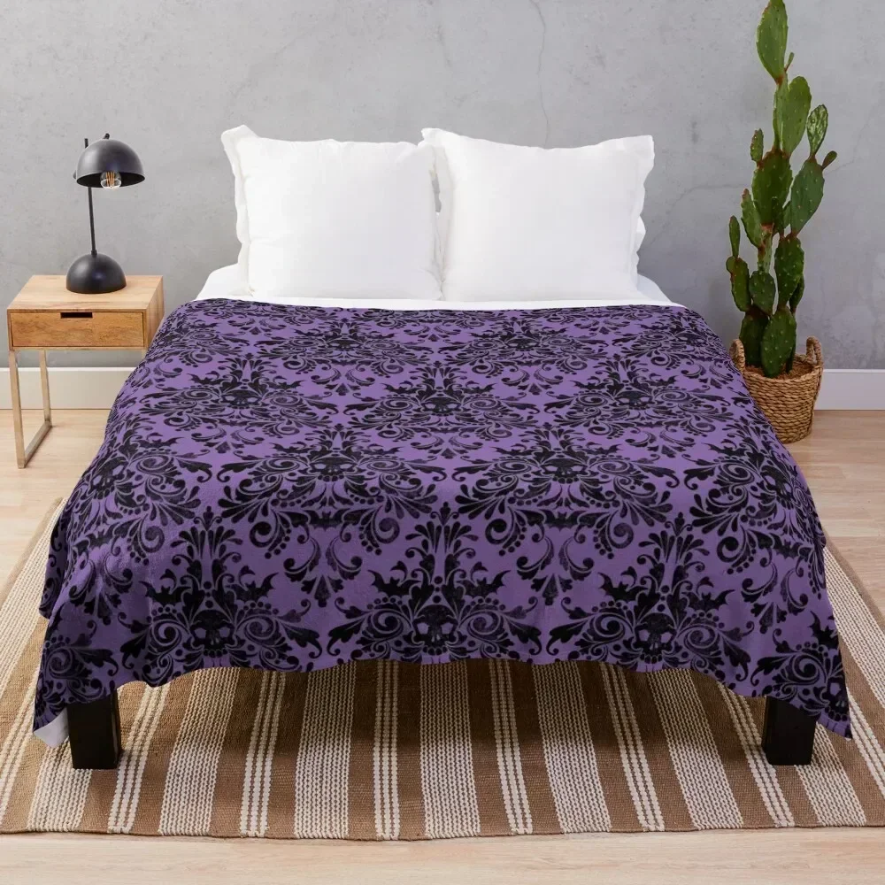 

Skull Damask Pattern Throw Blanket Ultra Plush Cozy Blanket for Napping Sleeping