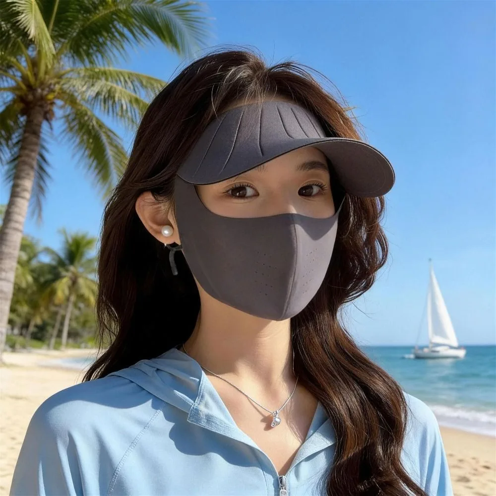 UV Blocking Sun Protection Mask Cooling Effect Breathable Face Mask for Women Lightweight Adjustable One-piece Mask Hat