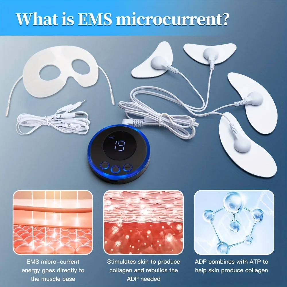 Beauty Eye Device EMS Facial Massager 8 Modes 19 Levels V-Shaped Face Muscle Stimulator Face Lift Skin Tightening Anti-Wrinkle for Women