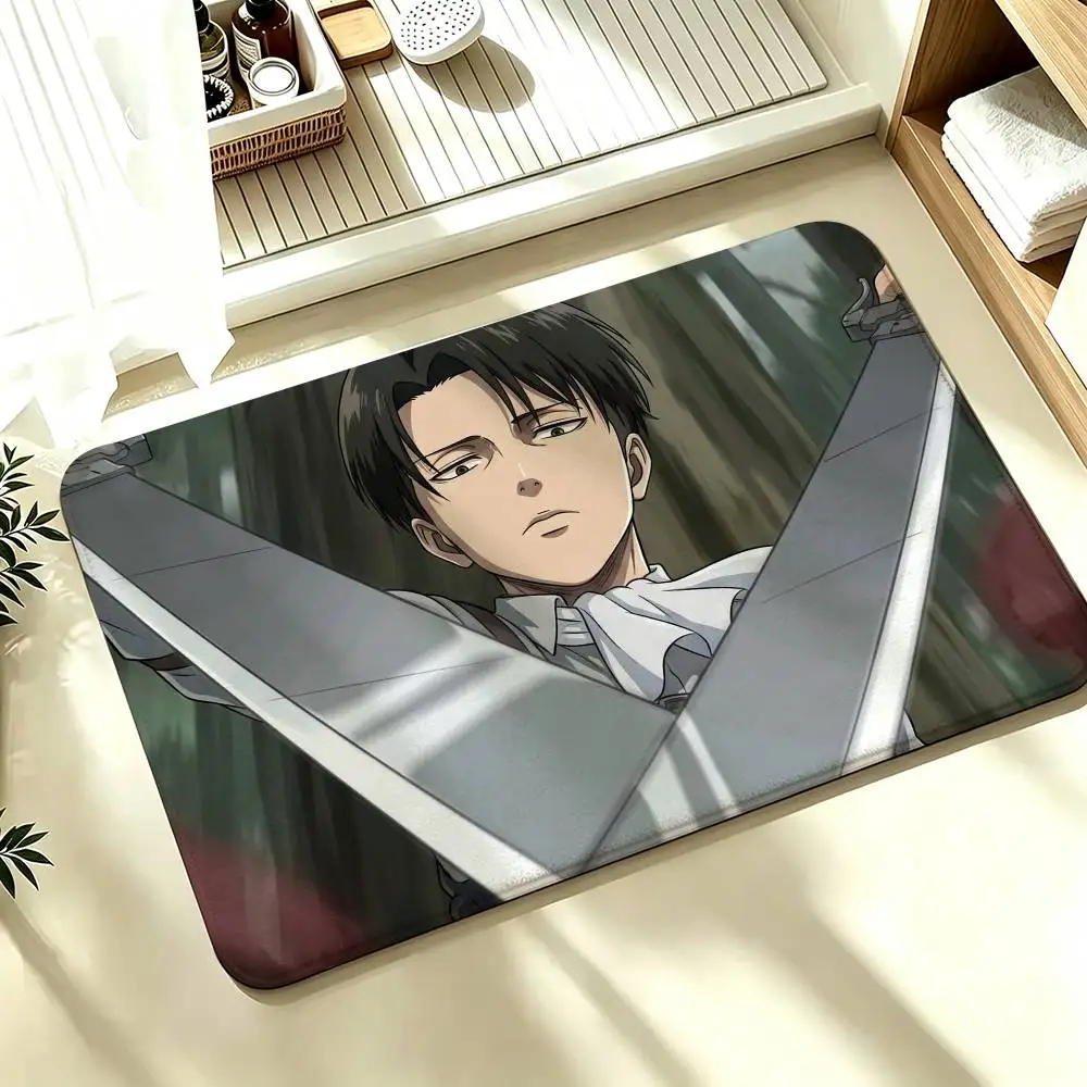 Attack on Titan Levi Ackerman Shower Room Absorbent Small Floor Mat Soft Comfortable Decorative Foot Mat