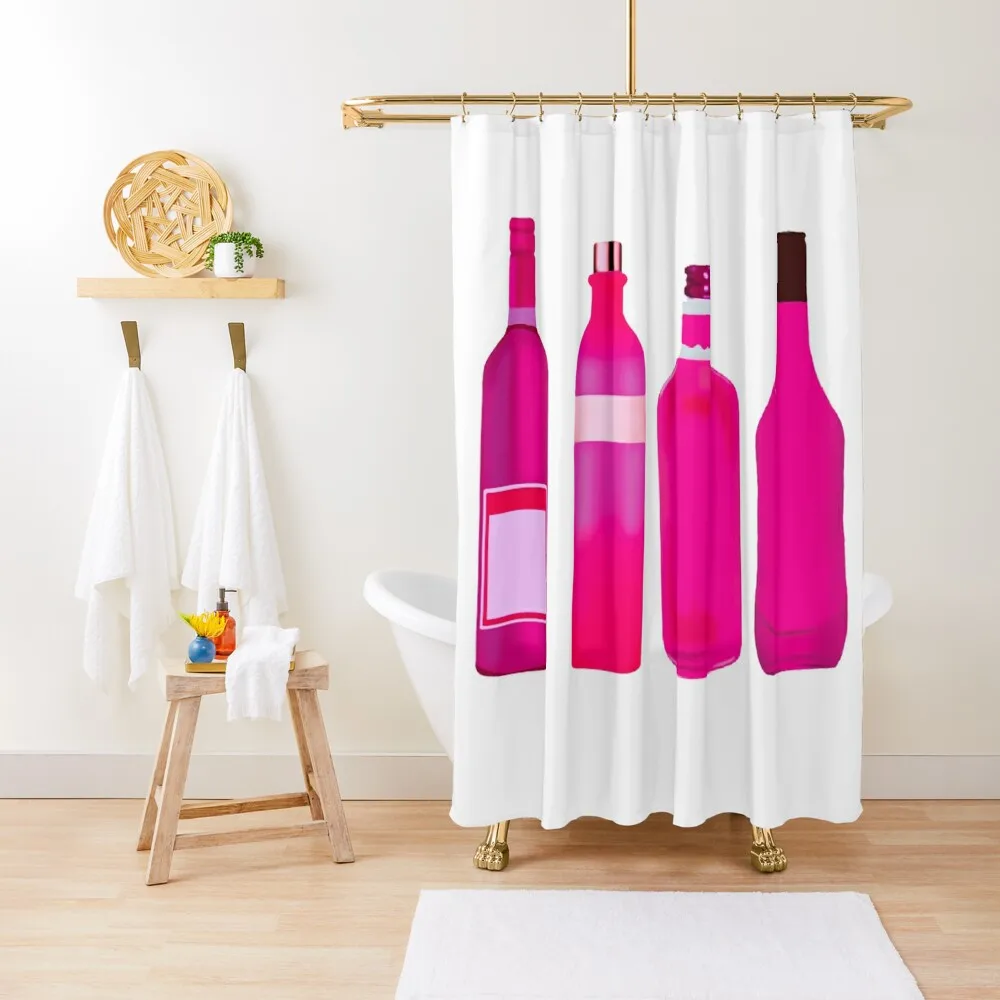 

Pink Alcohol Bottles Shower Curtain Shower For Bathrooms Waterproof Bathroom Shower Bathtub Curtain