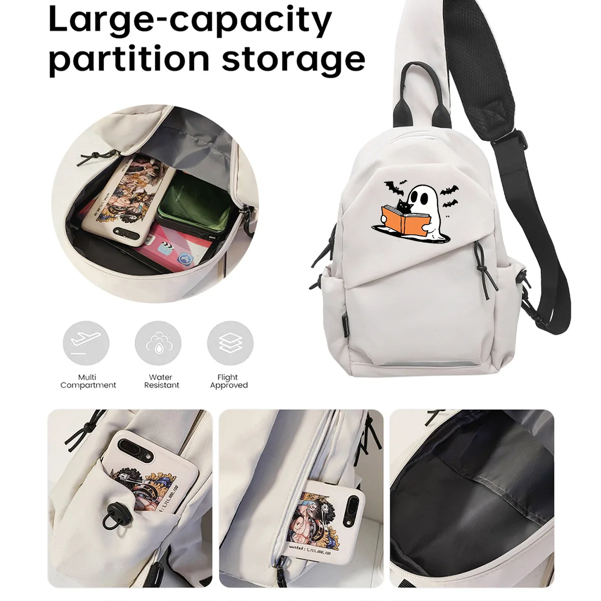Fashionable men's high-end chest bag, casual shoulder bag, women's crossbody bag, commuter chest bag, travel Halloween gift, holiday gift for students