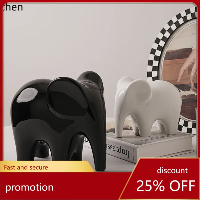 

YFY Second-Hand Light Luxury Ceramic Elephant Living Room Decorative Ornament Light Luxury Study Room TV Bookend Wholesale