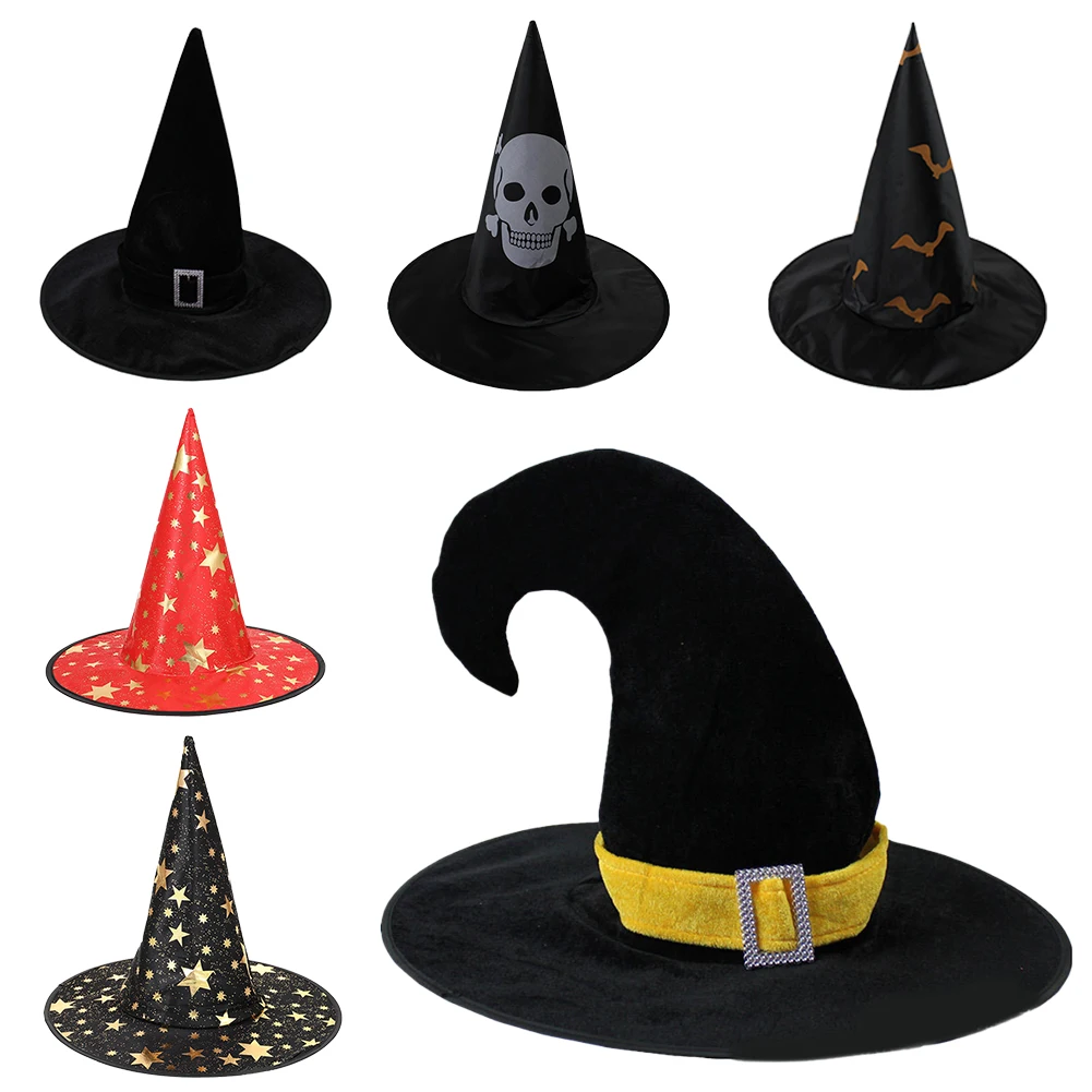 Halloween Party Brown Leather Witch Hat Headgear Wizard Magician Pointed Retro Knight Hat Children's Adult Clothing Accessories