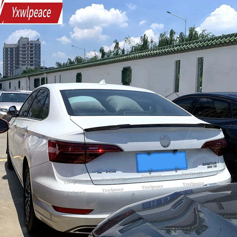 

Для VW Volkswagen Jetta MK7 2019 2020 2021 ABS материал глянцевый черный/углеродное волокно внешний вид спойлер для багажника комплект аксессуаров