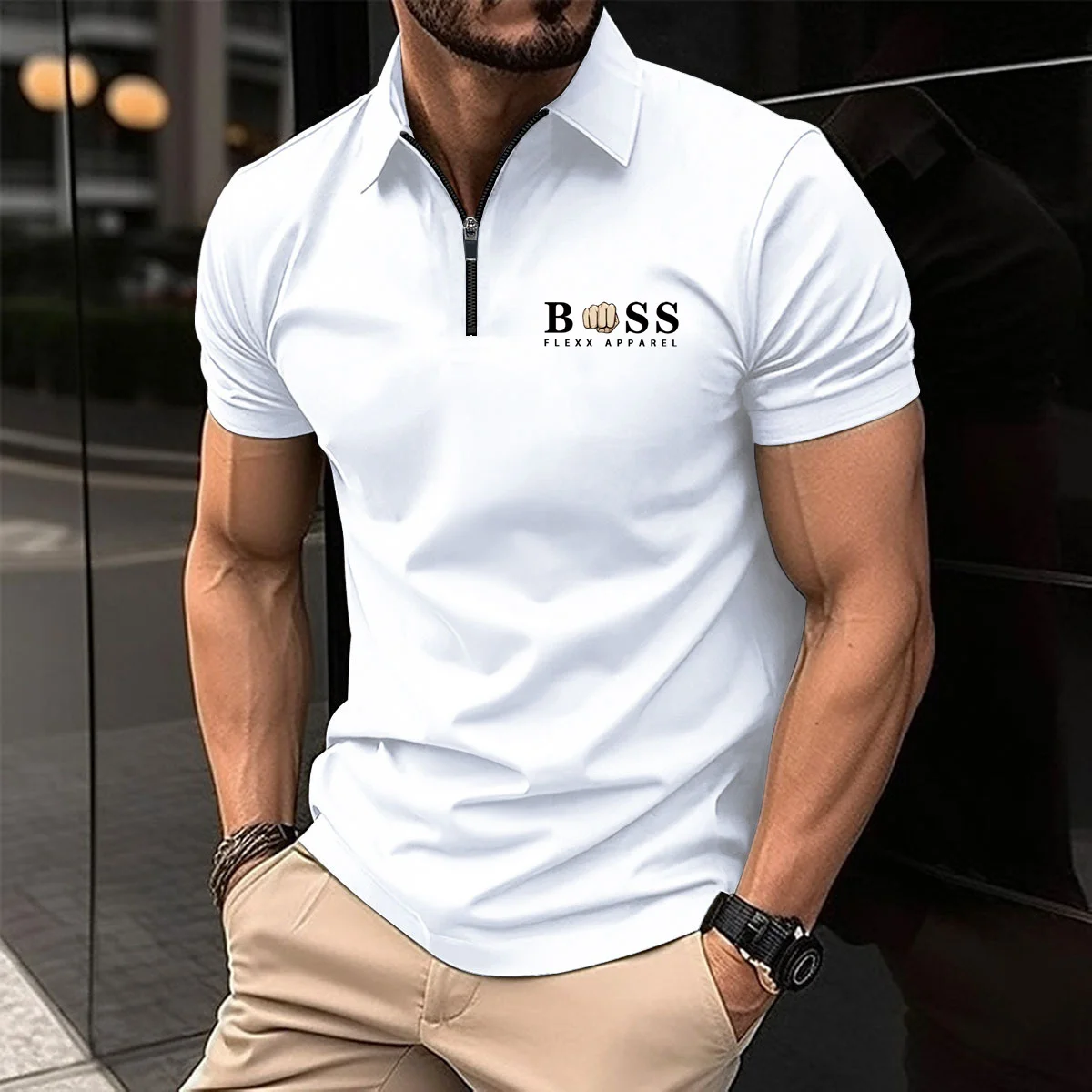 Golf Shirt Fashion T-shirt Zipper POLO Shirt Casual Short Sleeve Summer Street Clothing Men's Clothing European Measurement