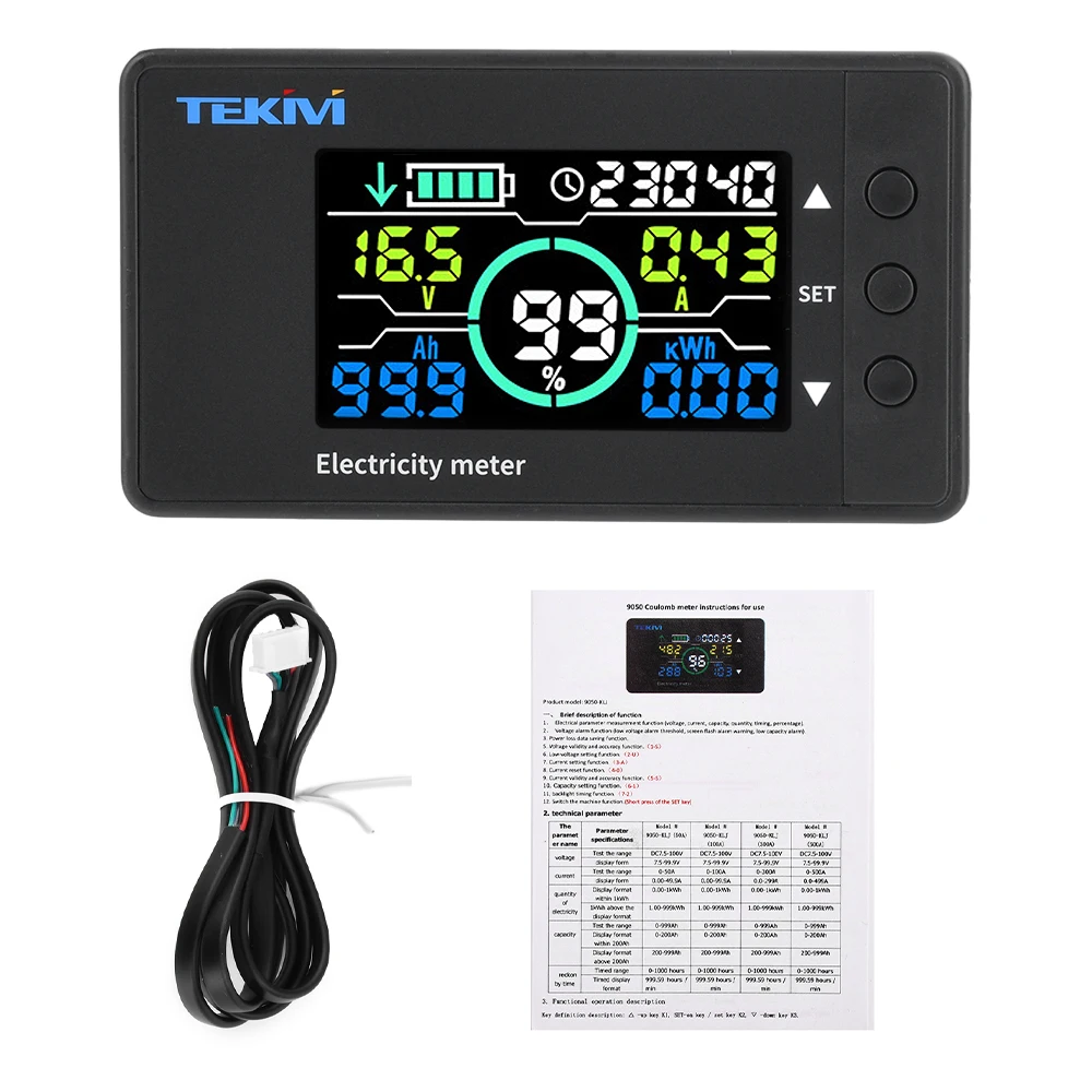 DC 7.5~100V Voltage Ammeter Power Capacity Power Meter Power Indicator Battery Monitor Hall Electric Vehicle Coulomb Tester image 4