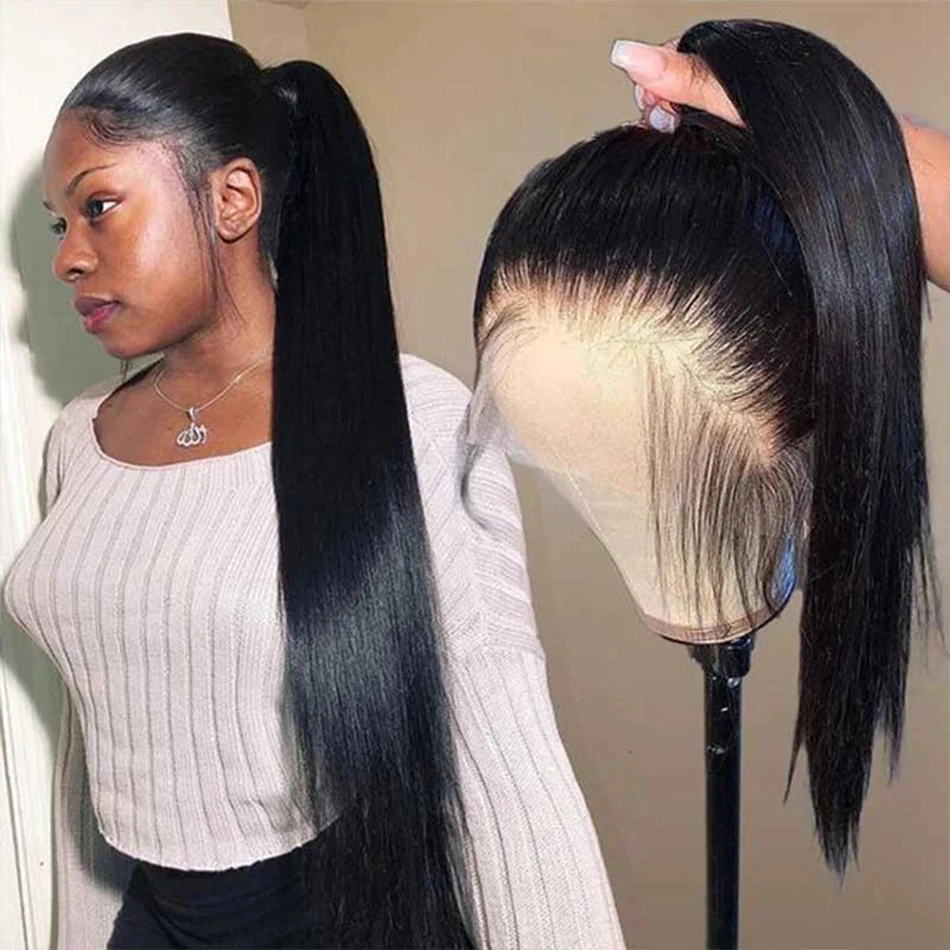 

360 HD Full Lace Frontal Wig 200 High Density Straight Transparent Lace Front Human Hair Wig for Women Brazilian Remy Hair